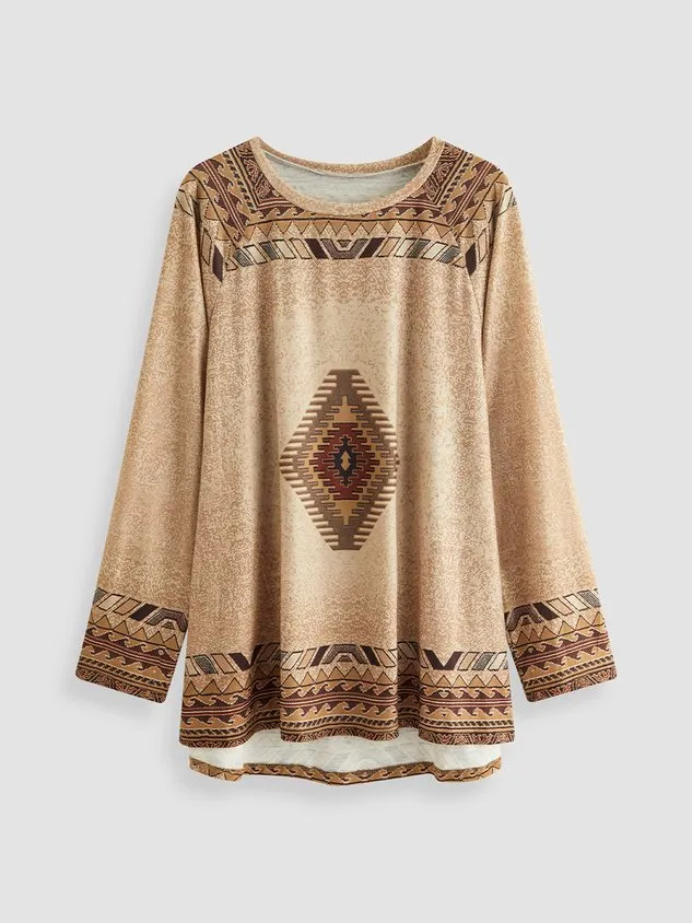 Geometric Loose Casual Long sleeve Top