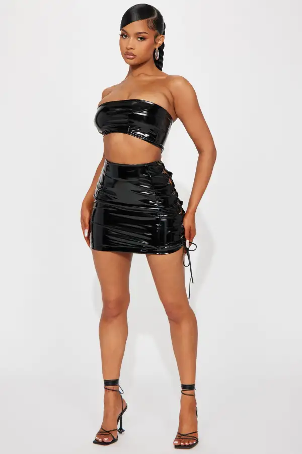 Go For It Mini Skirt Set - Black