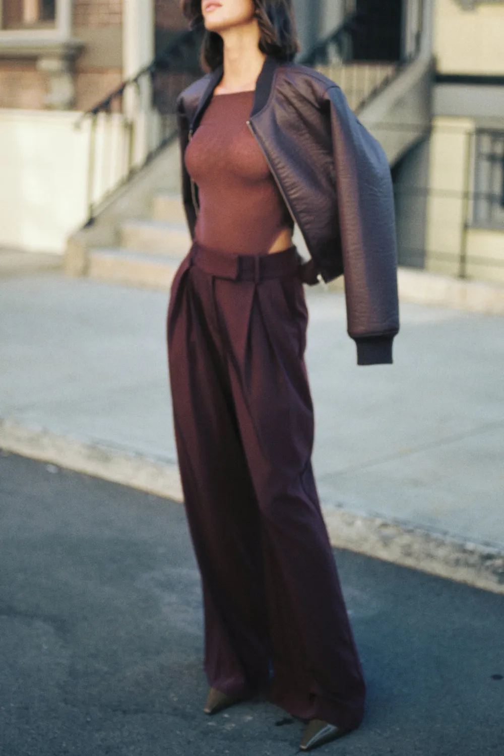 Faux Leather Bomber Jacket