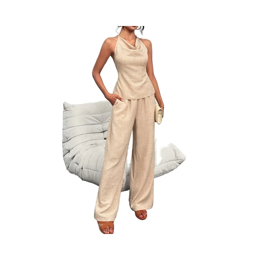 Women's 2-Piece Sleeveless Top & Wide Leg Pants Set