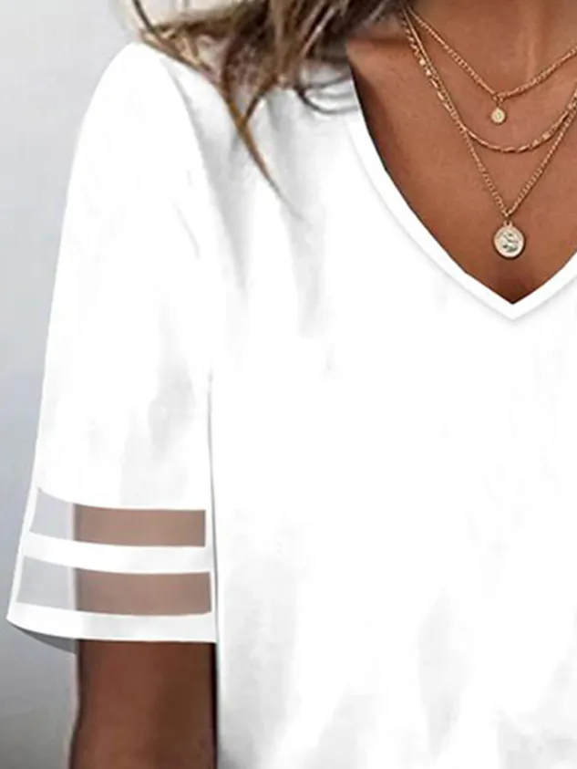 V Neck Casual Short Sleeve T-Shirt