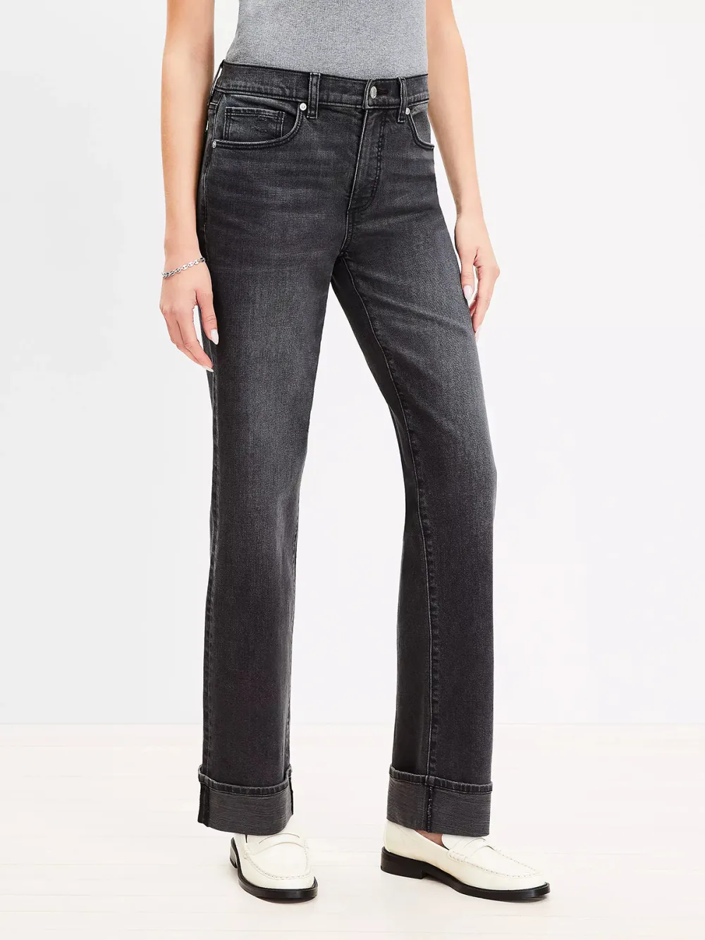 Slouchy Boyfriend Jeans In Washed Black Wash
