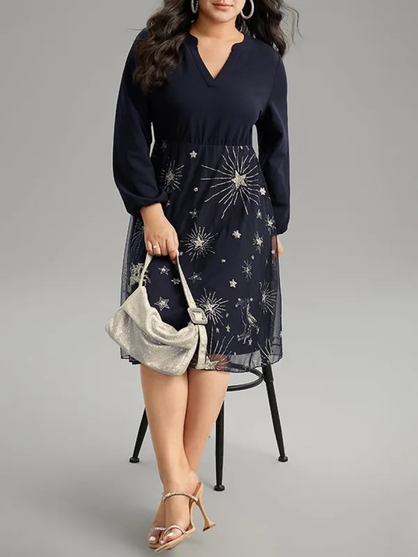 Elegant Senior Chiffon Patchwork Dress