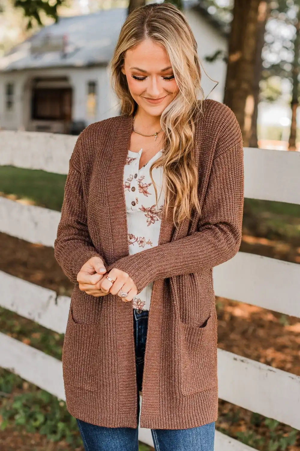 Take Me Places Knit Cardigan- Brown