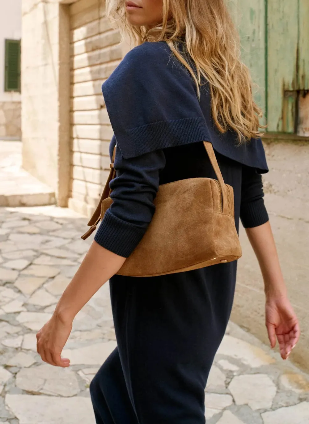 Casual Style Navy Knit Scarf Midi Dress