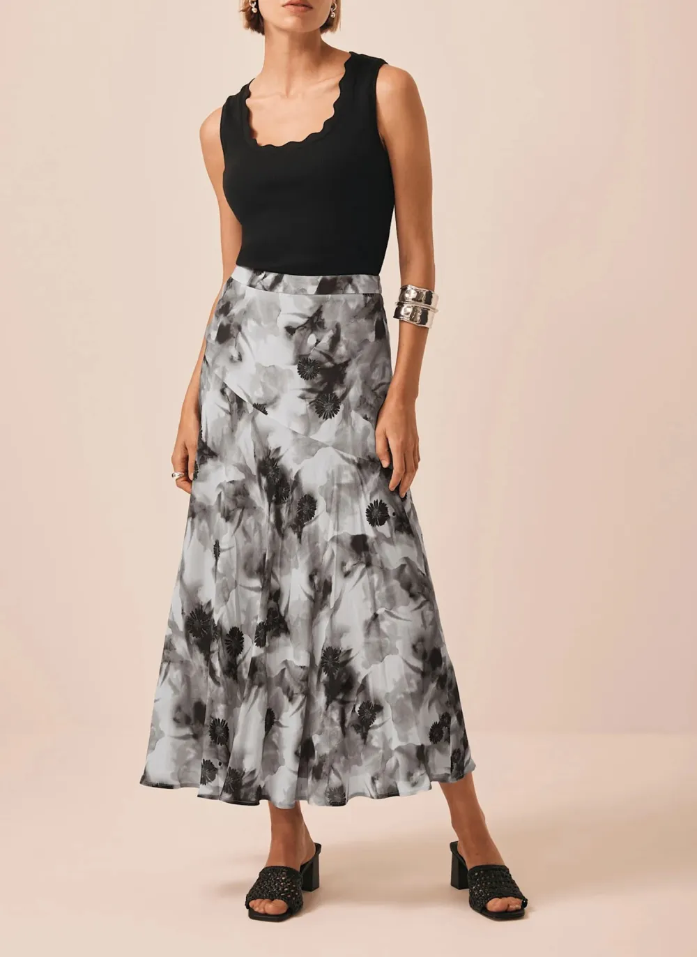 Casual Style Floral Print Midi Skirt