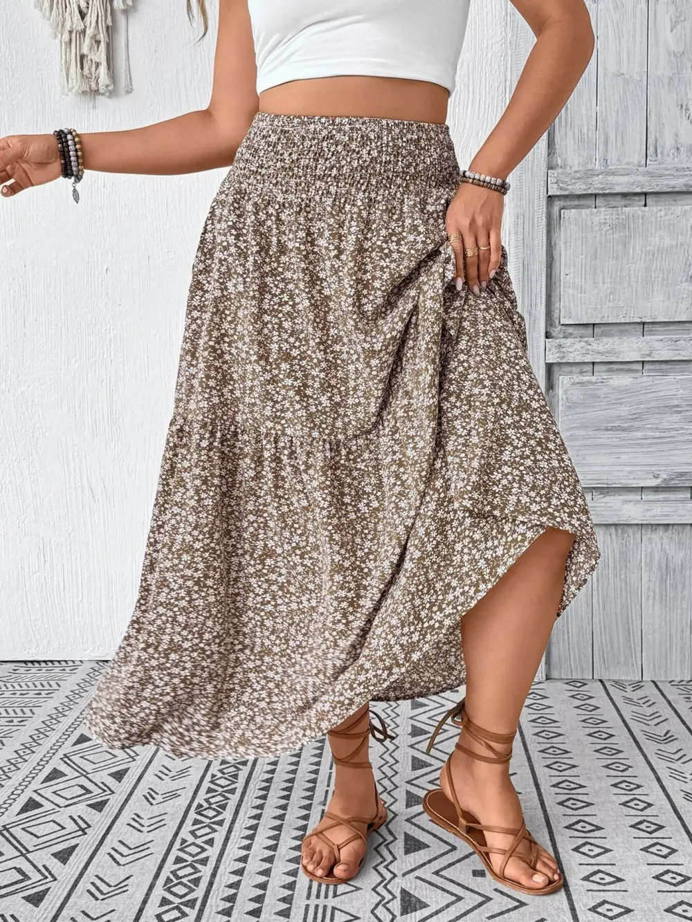 Tiered Floral Skirt