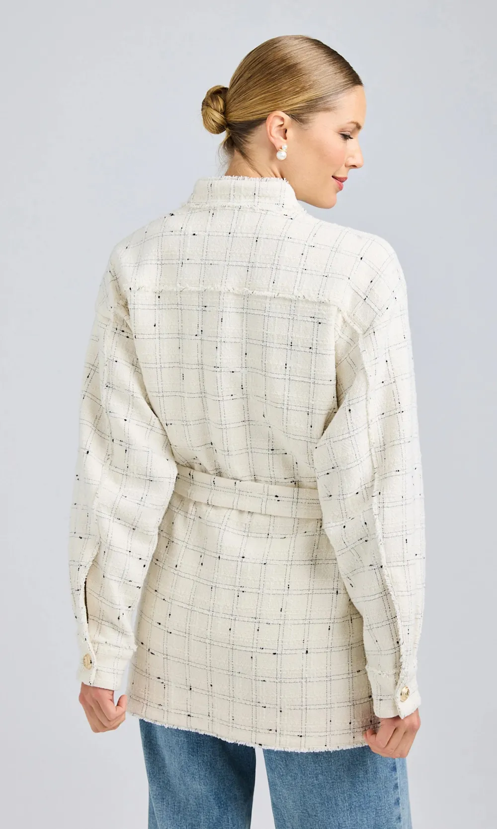 Tweed Mid-Length Tie-Down Jacket