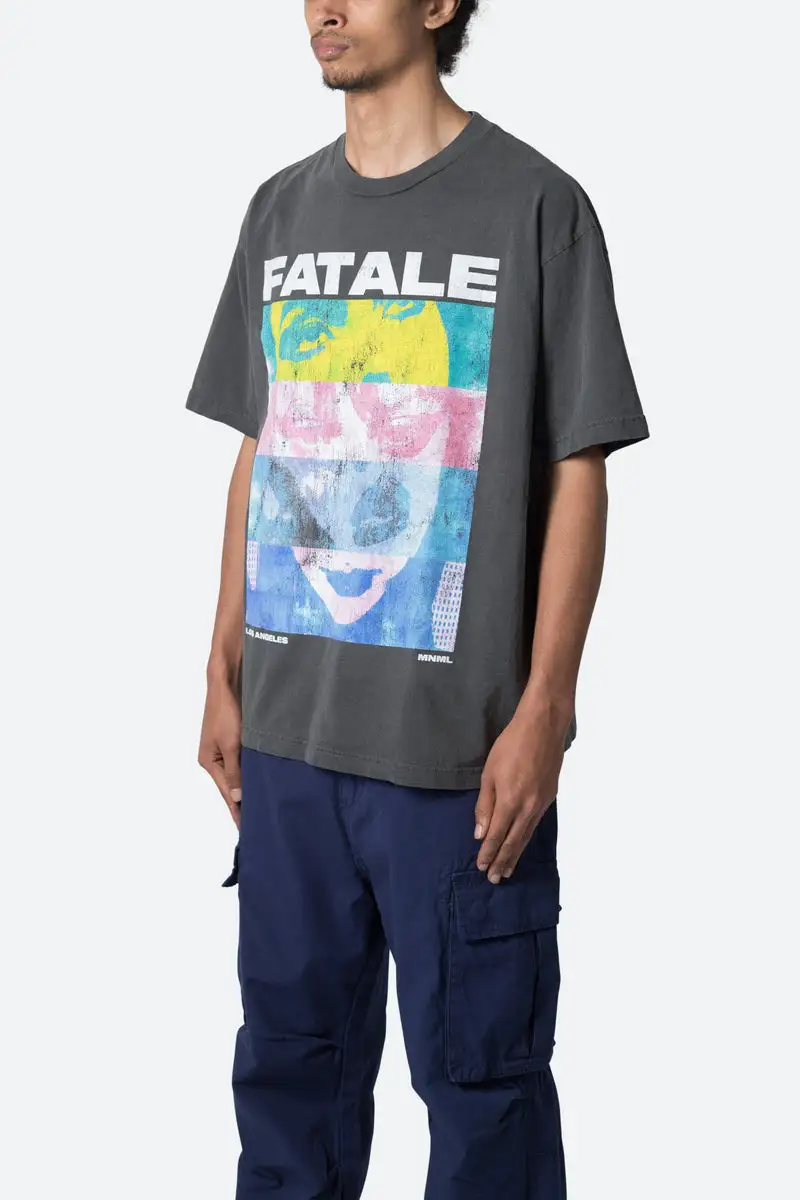 DARK GRAY GRAPHIC PRINTED T-SHIRT