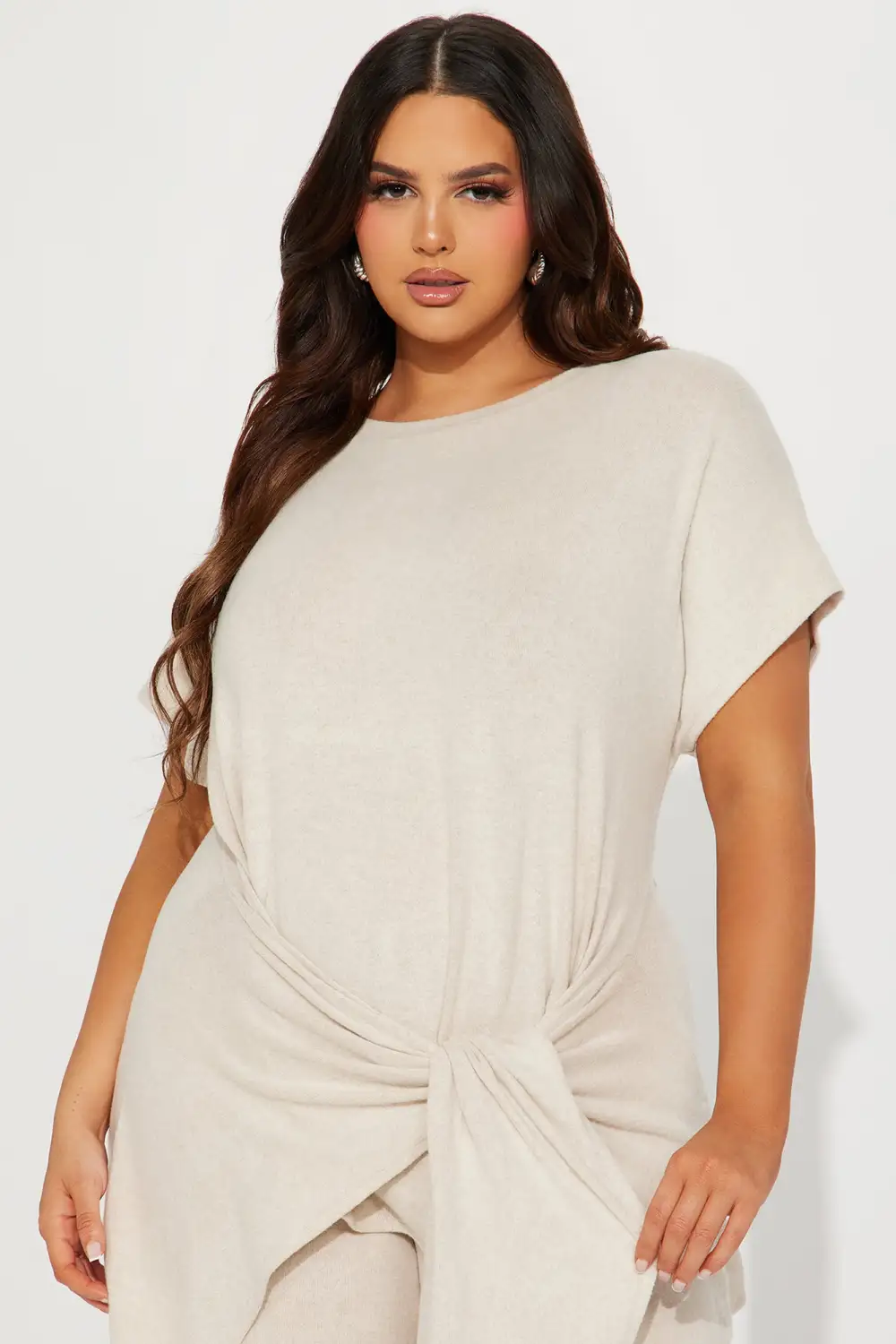 Mara Tie Waist Pant Set - Taupe