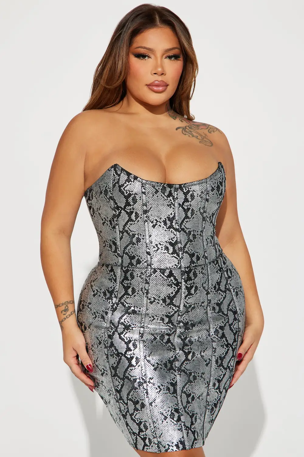 Clarissa Bandage Mini Dress - Silver/Black