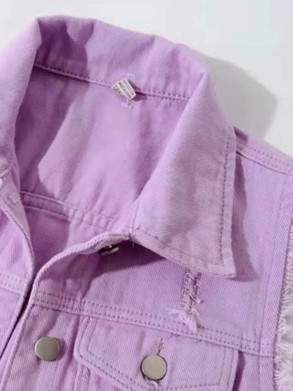 Full Size Sleeveless Frayed Denim