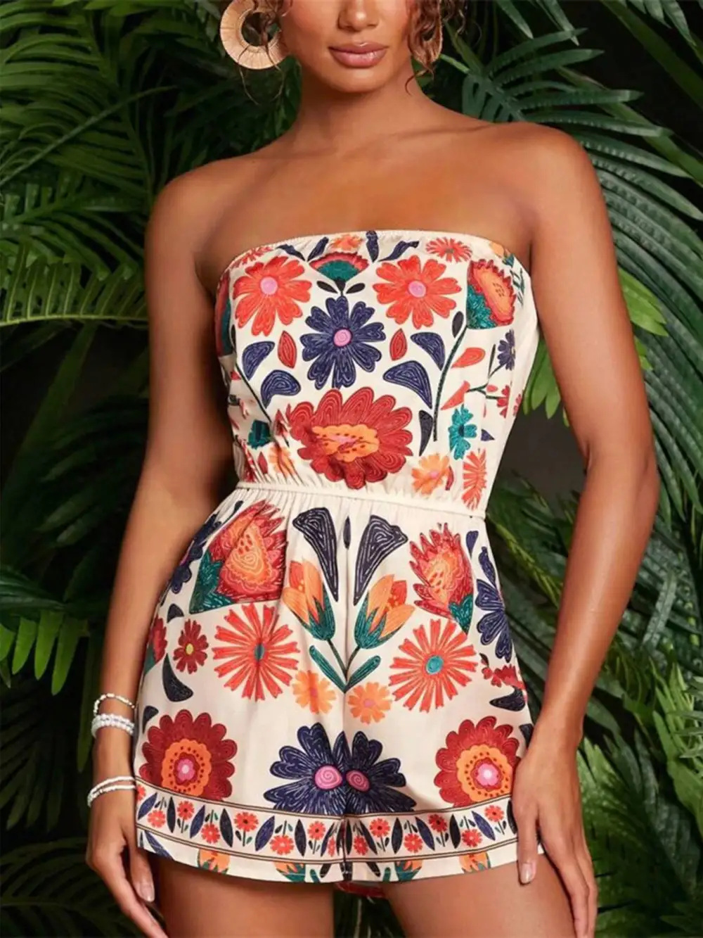 Floral Strapless Romper