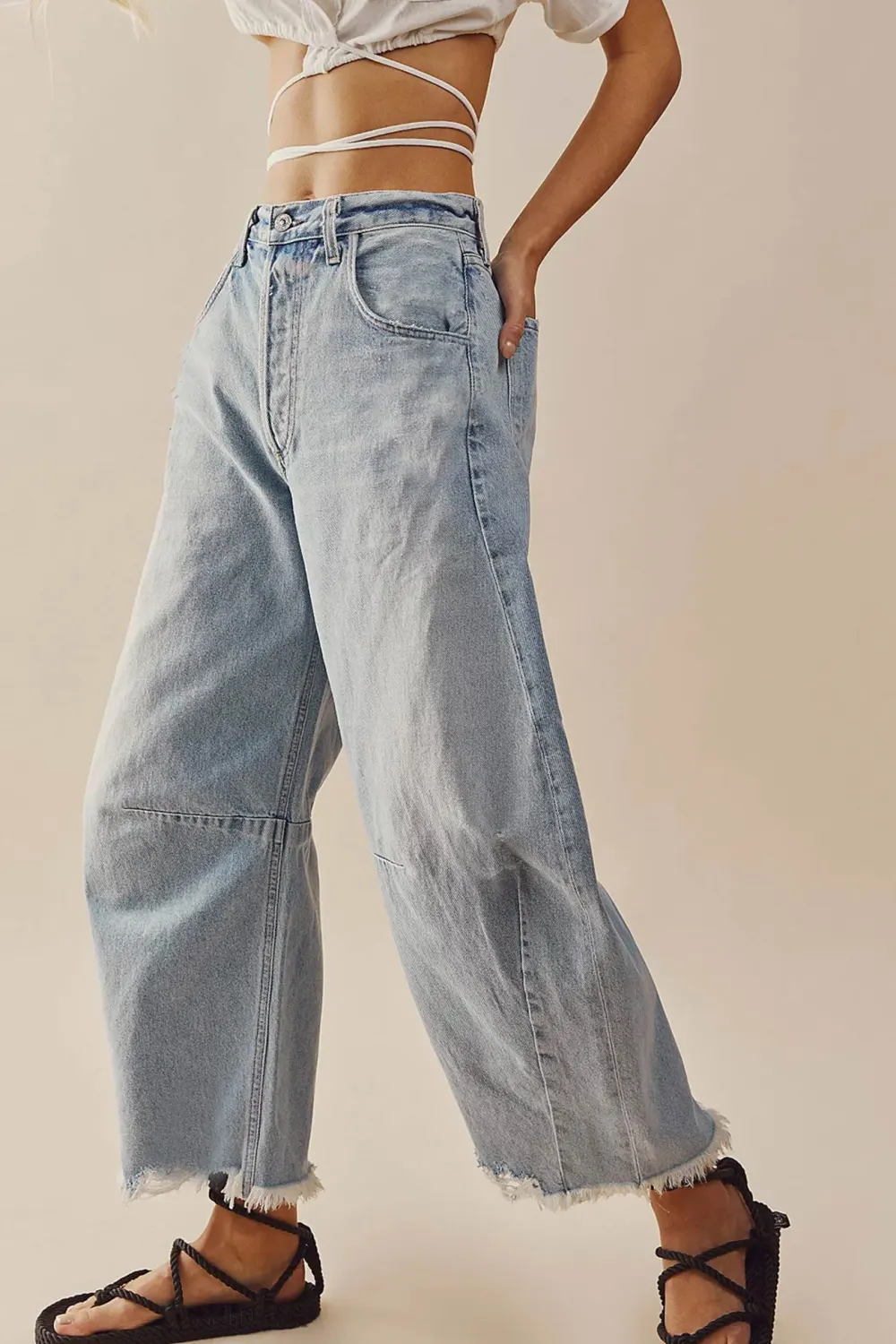 Cropped Straight Denim Pants