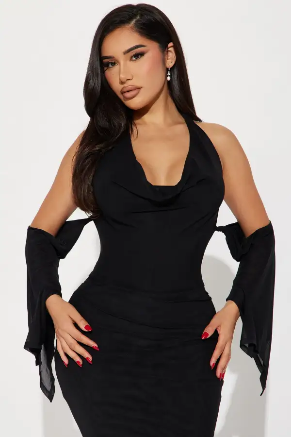 Haven Mesh Maxi Dress - Black