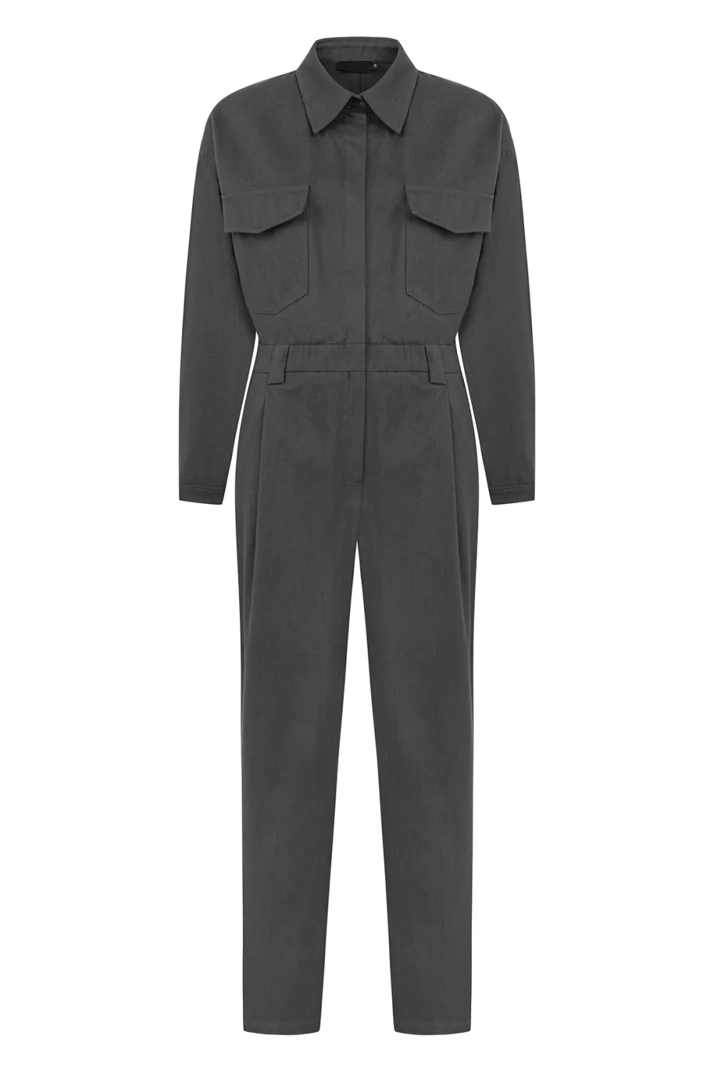 Lapel Jumpsuit-Grey