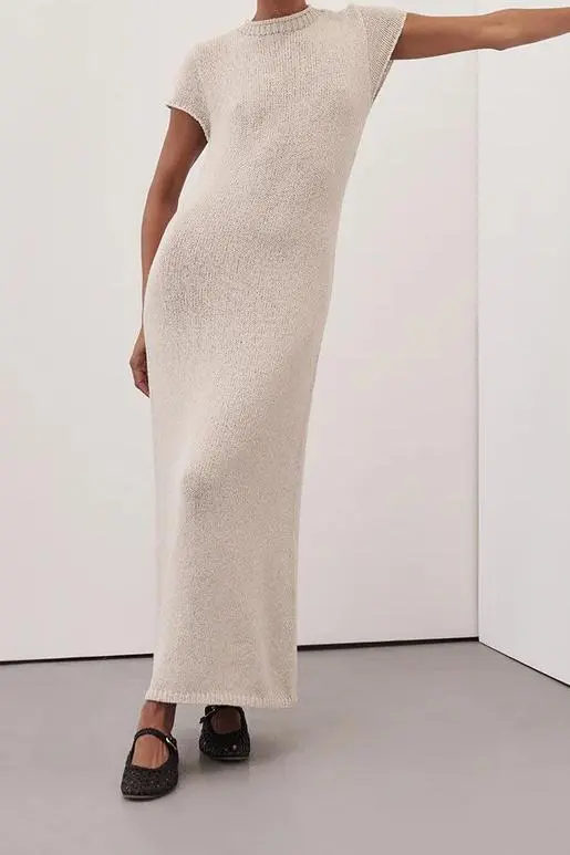 CHALK KNIT MIDI DRESS