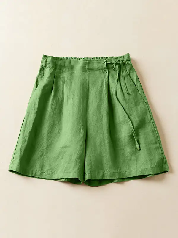 Losse Elasticiteit Effen Kleur Shorts Bodems