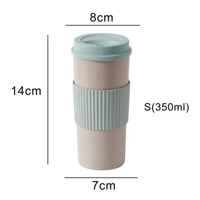 (Store Closing Sale) Wheat Fiber Straw Coffee Mug Double-wall Insulation Eco-friendly Coffee Cup Travel Leakproof Gift Mugs