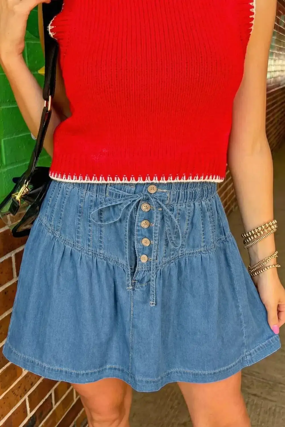 Ruffle Denim Skirt