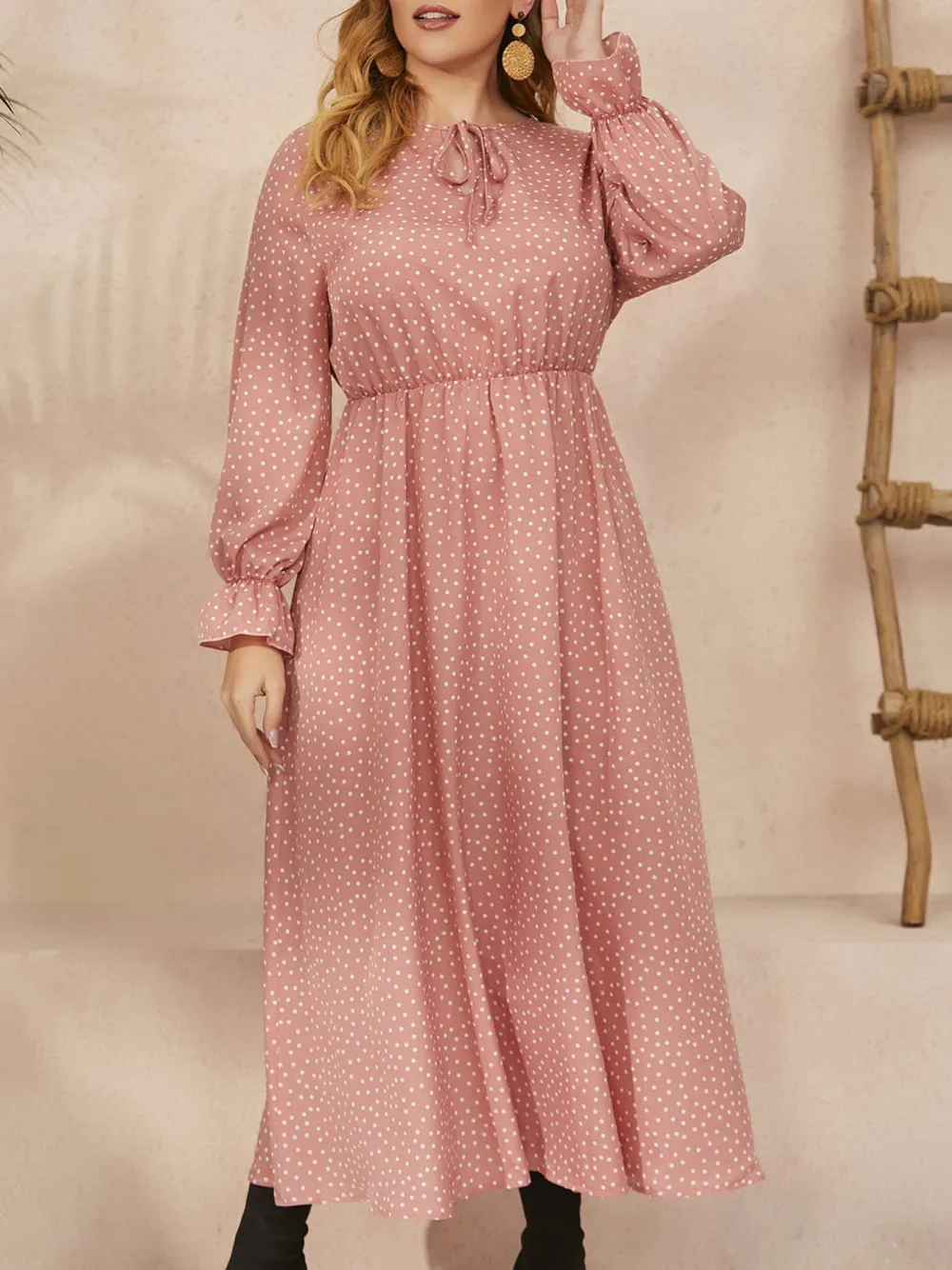 Polka Dot Loose Long Sleeve Dress