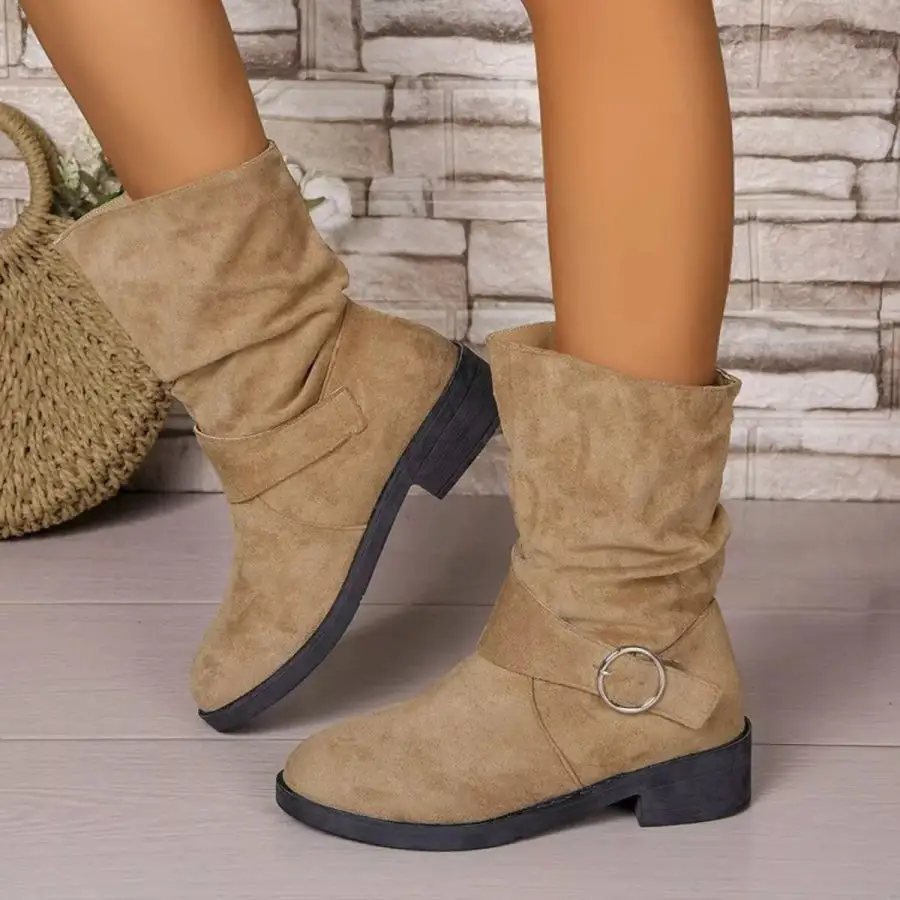 Round Toe Block Heels Boots