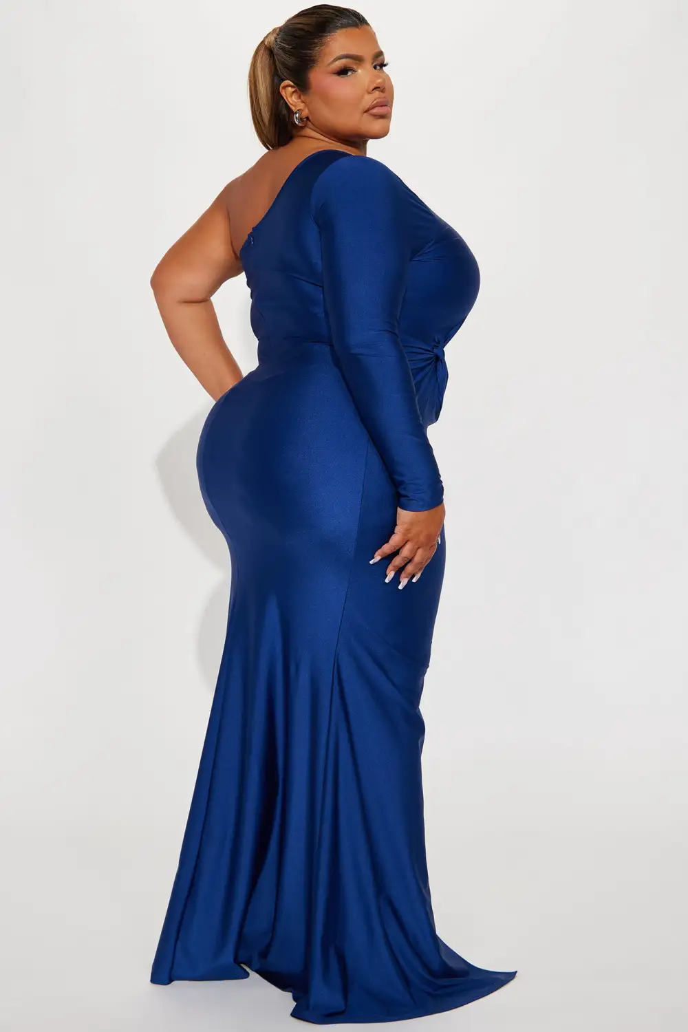 Tori One Shoulder Gown - Navy