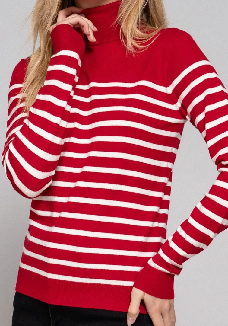 Striped Turtleneck Sweater