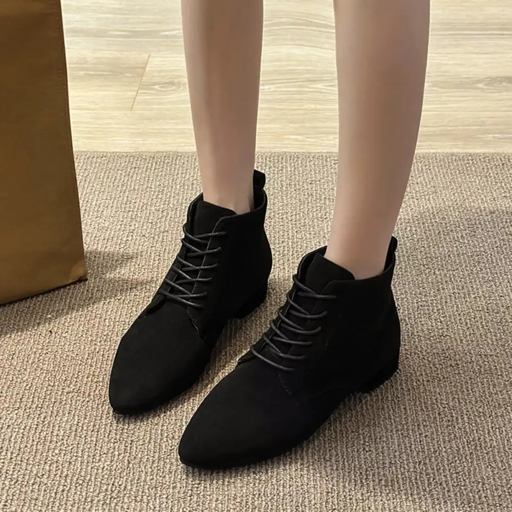 Refined Pointed Toe Block Heel Boots