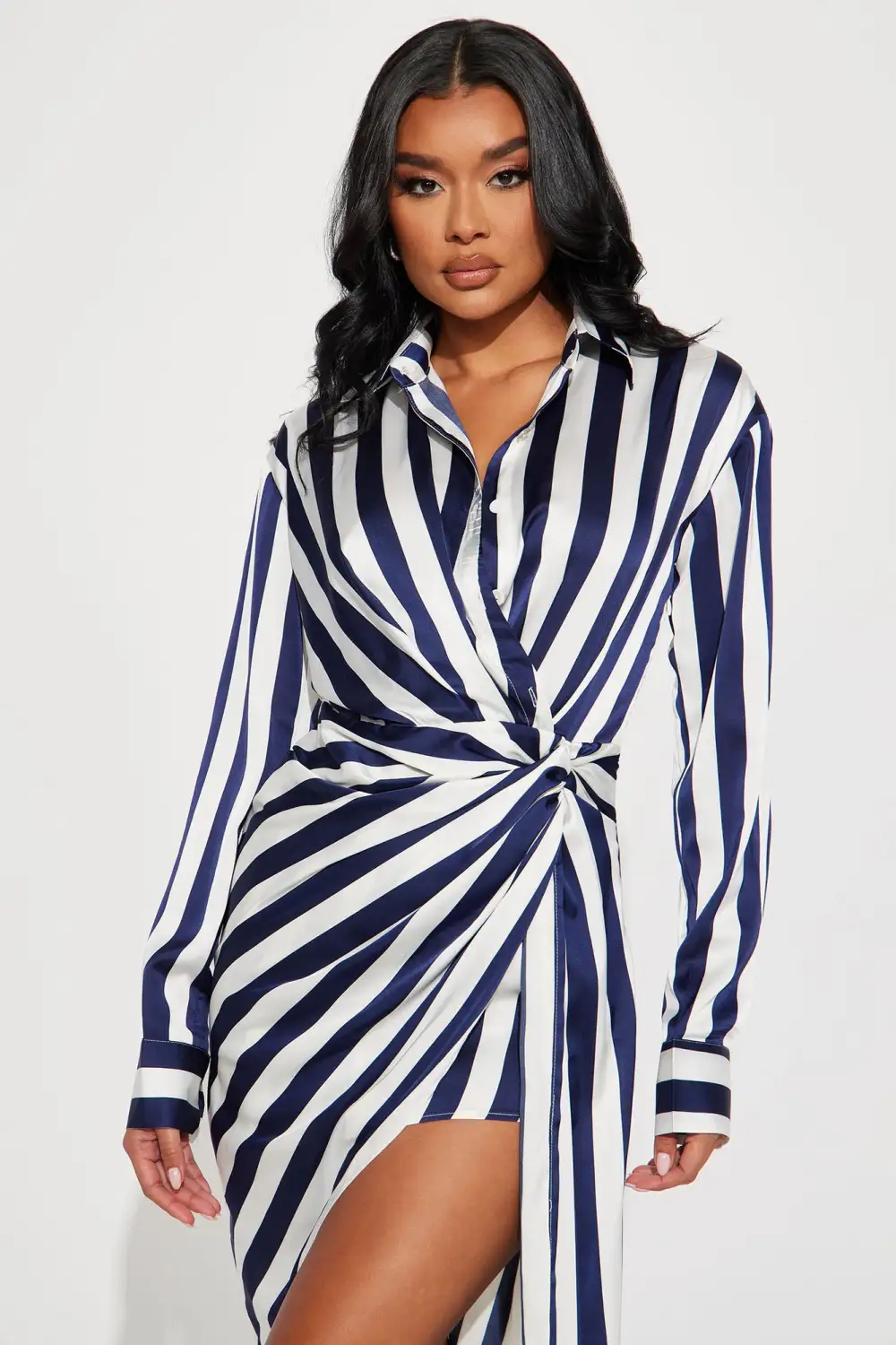 Unattached To You Midi Dress - Navy/combo