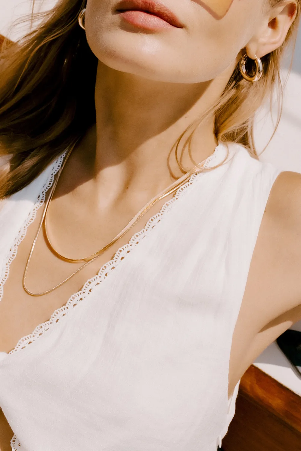 Double Layered Herringbone Snake Necklace