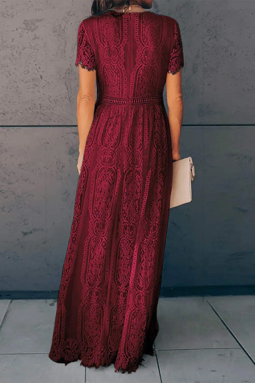 V-Neck Lace Maxi Dress