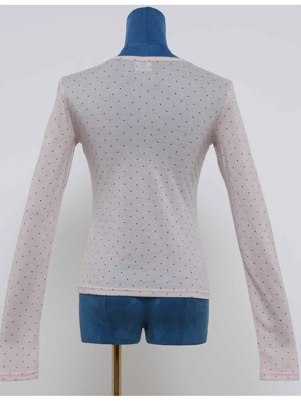 Chic Polka Dot Round Neck Long Sleeves Top