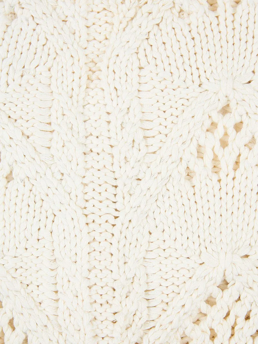 White Cable Knit Sweater
