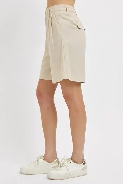 Everyday High Rise Pleated Front Shorts