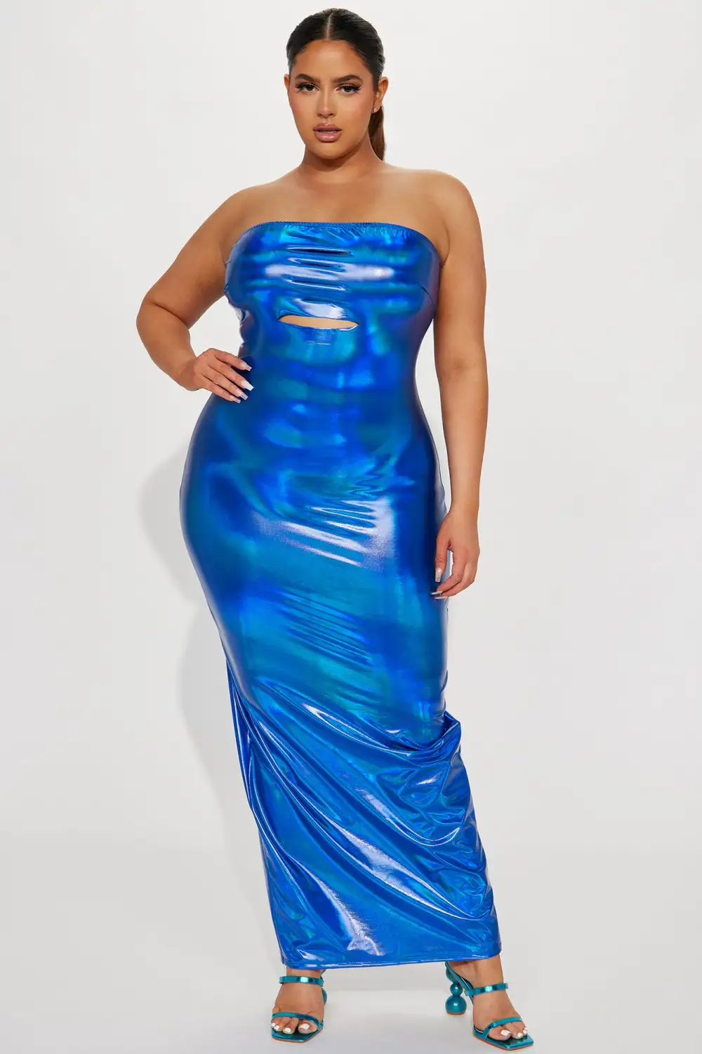Nadia Metallic Maxi Dress - Royal