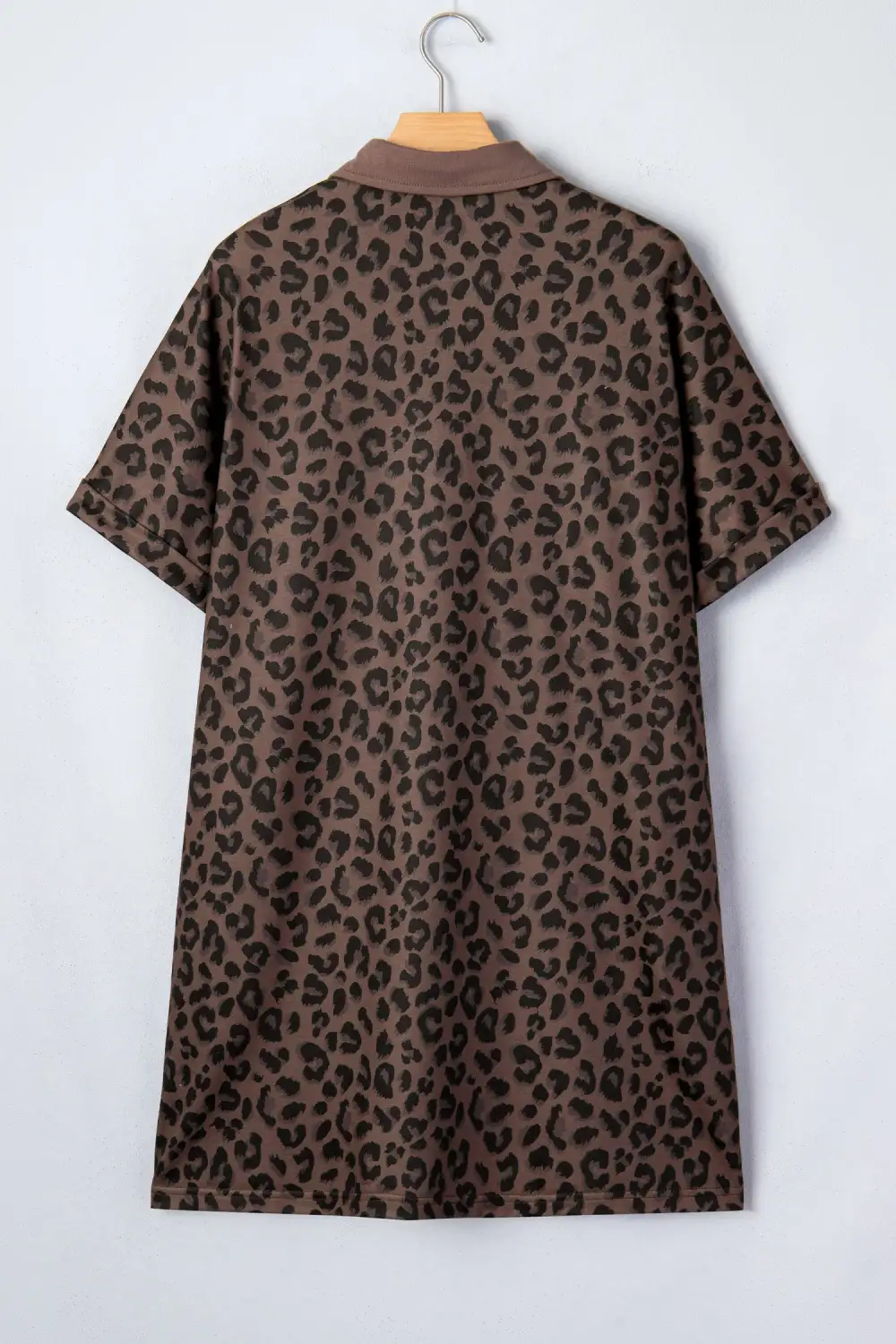 Leopard Print Contrast Collar V-neck Mini Dress