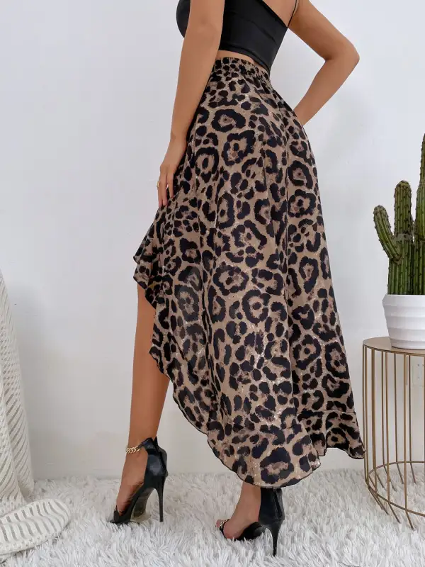 Ruffle Leopard Print Skirt