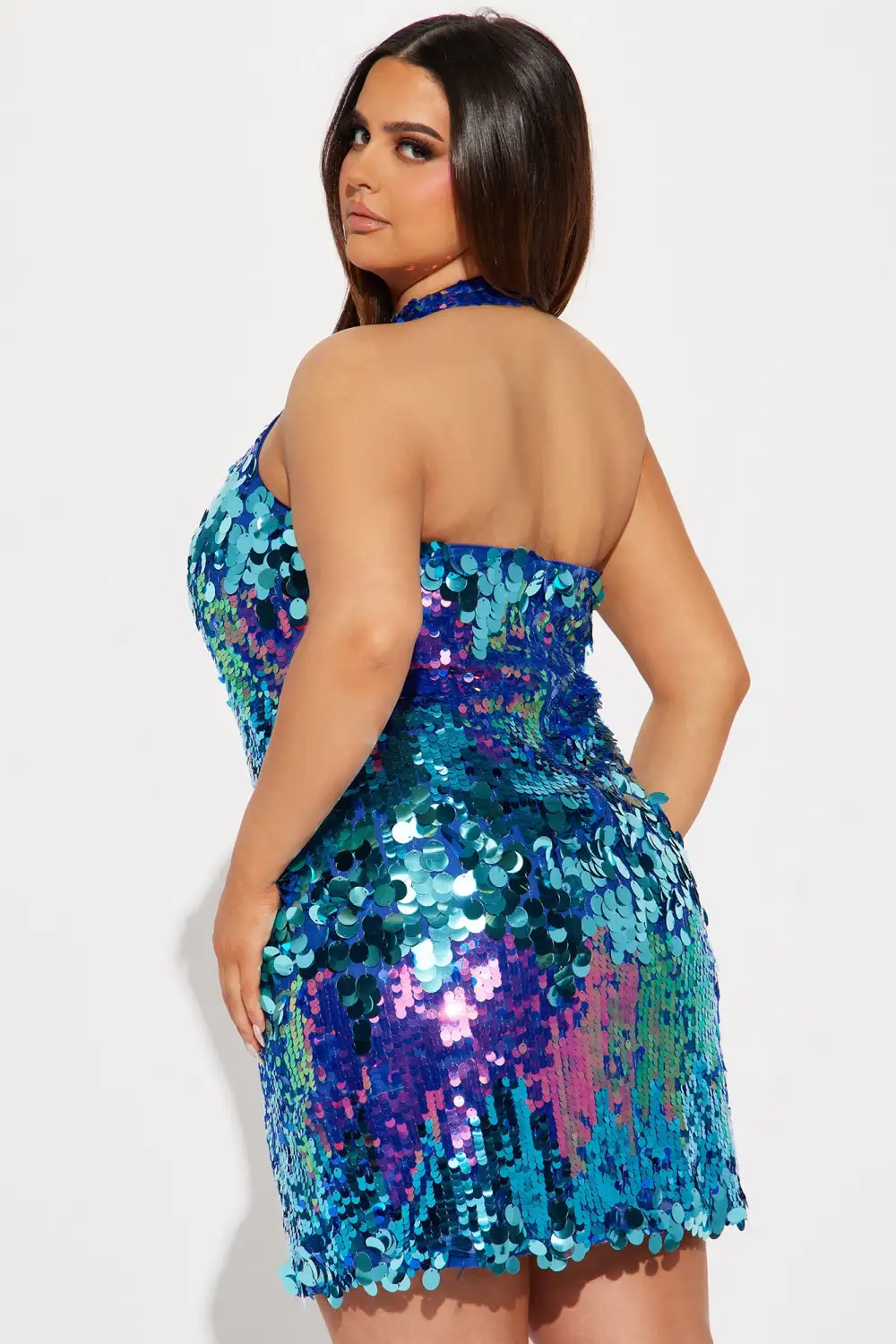 Disco Girl Sequin Mini Dress - Turquoise
