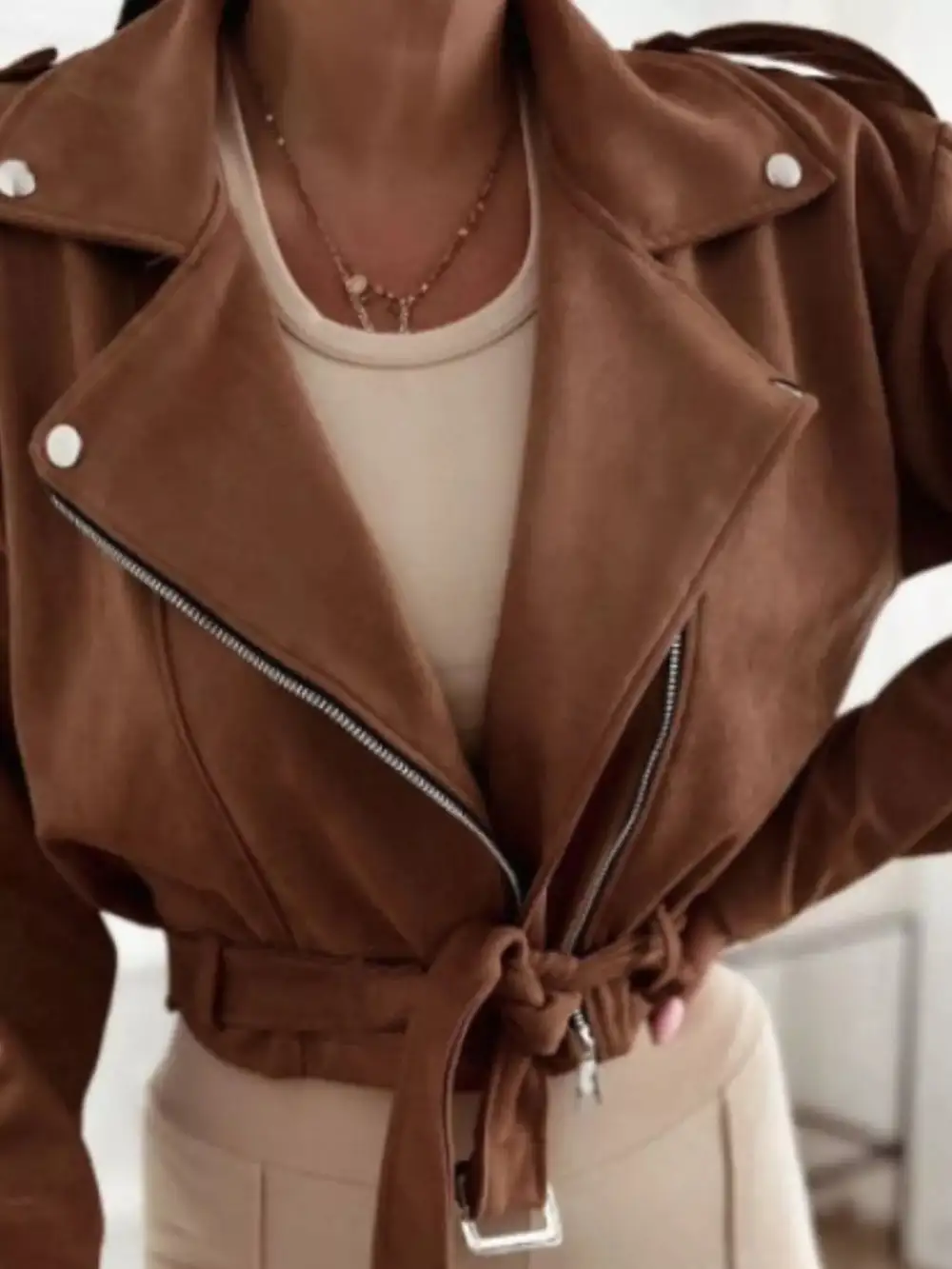 Zip Up Cropped Jacket Comfortable Layering Top