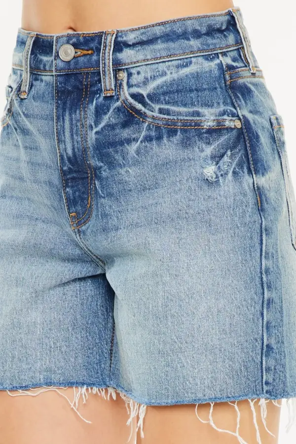 Textured Simple Raw Hem Shorts