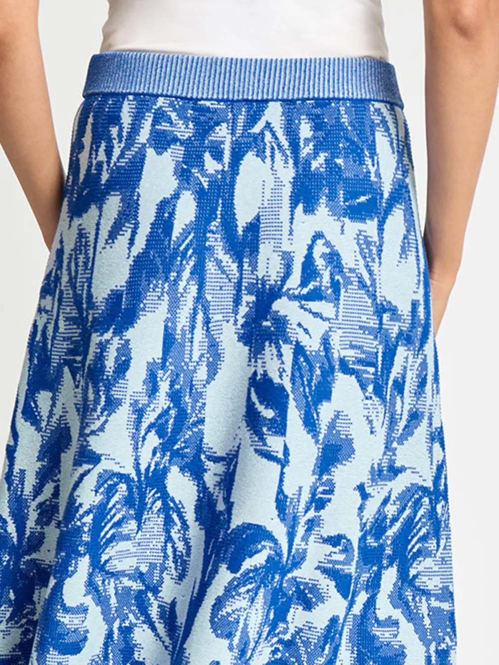 Contrast Printed Midi Skirt