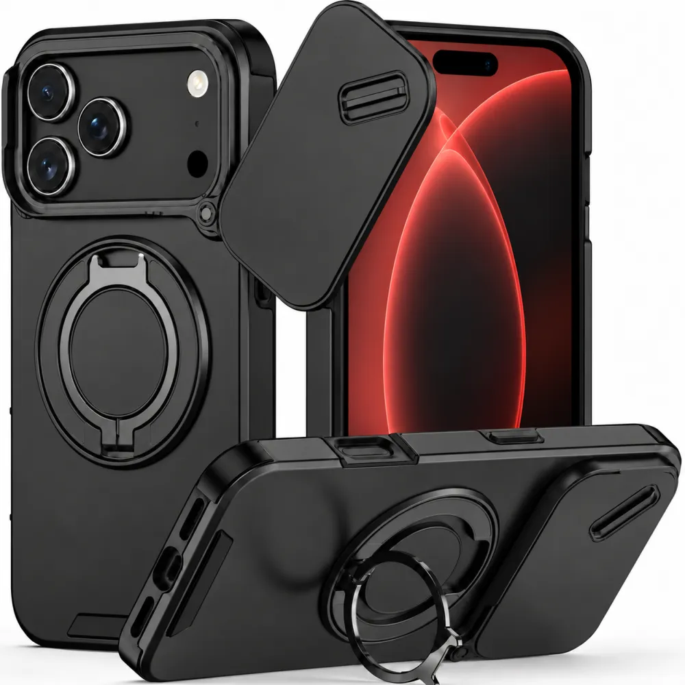 For iPhone 18 Pro Max LINK Phone Case Apple 15 Pro Sliding Window Stand Shockproof Protective Cover