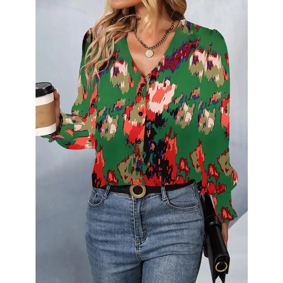 Everyday Button Up Print Button Up Shirt