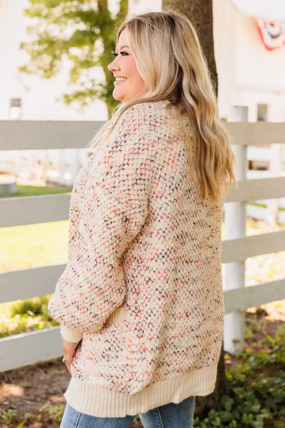 As Sweet As Pumpkin Pie Knit Cardigan- Ivory, Mocha & Orange