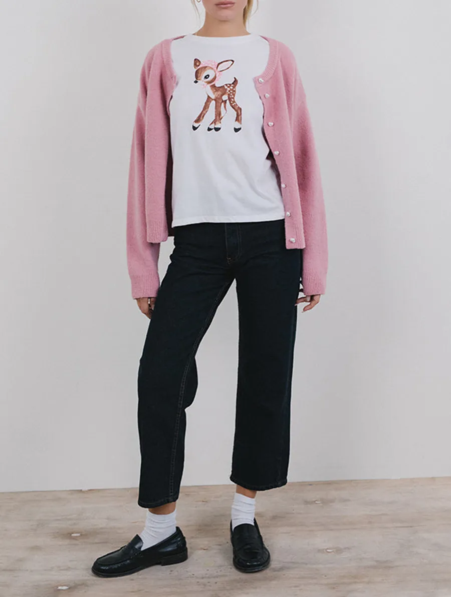 White Deer With Scarf Tee