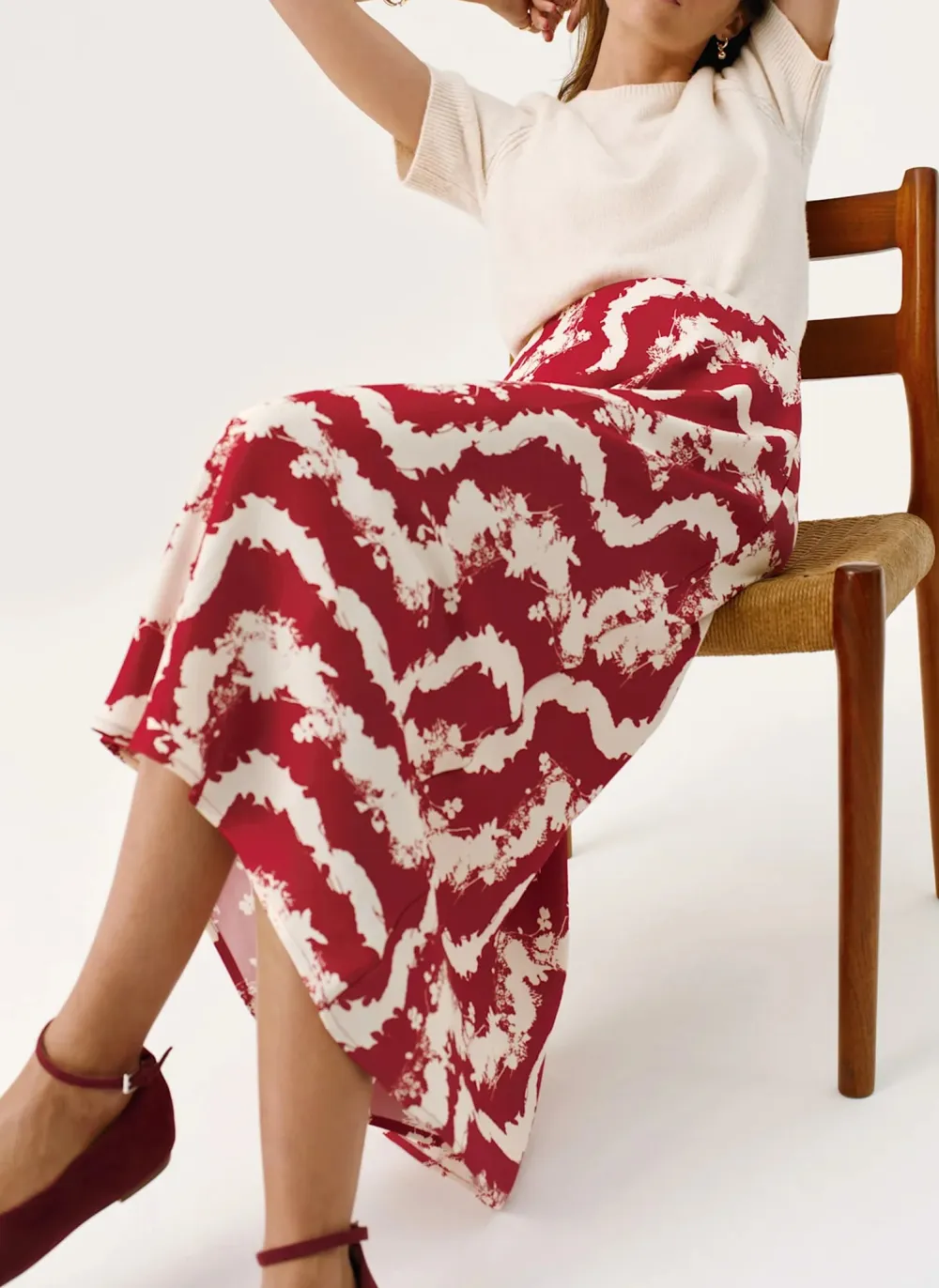 Casual Style Abstract Floral Print Slip Skirt
