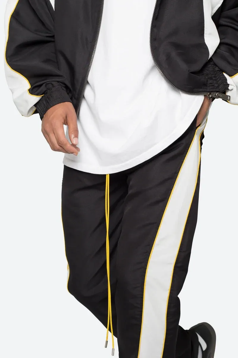 BLACK WITH YELLOW WHITE STRIPE SWEATPANTS