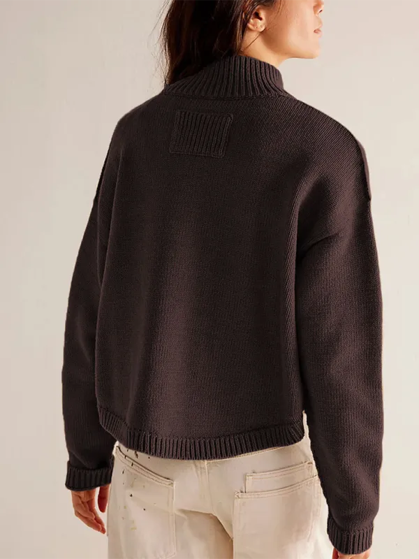 Knit Upright Collar Cardigan