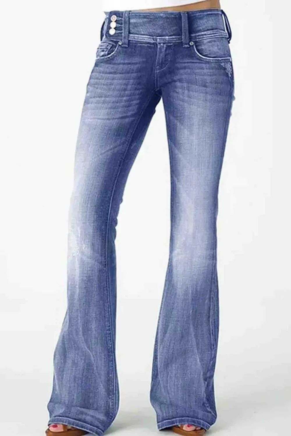 Side Button Flare Jeans